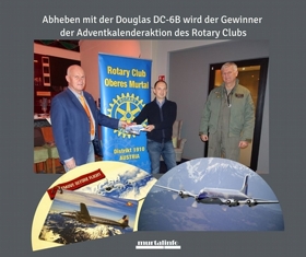 Abheben mit der Douglas DC-6B wird der Gewinner der Adventkalenderaktion des Rotary Clubs