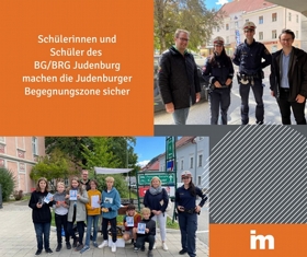 Schülerinnen und Schüler des BG/BRG Judenburg machen die Judenburger Begegnungszone sicher